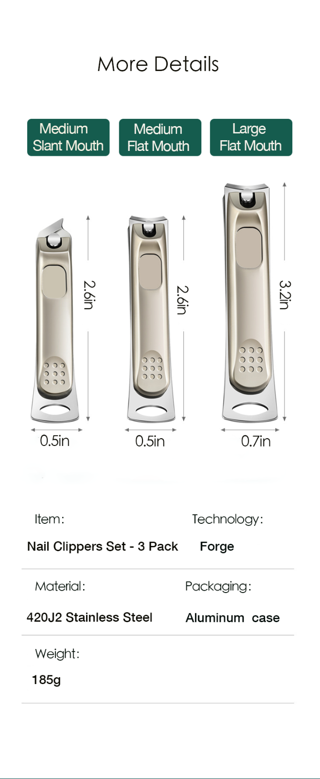 Nail clipper set 3 Pcs