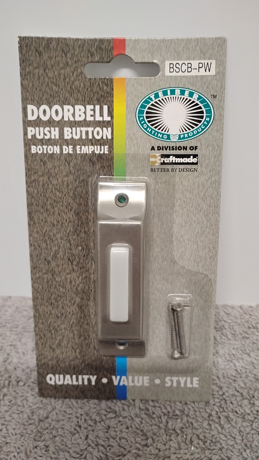 2 Craftsmade BSCBPW Wired Lighted Surface Mount Doorbell Push Button.