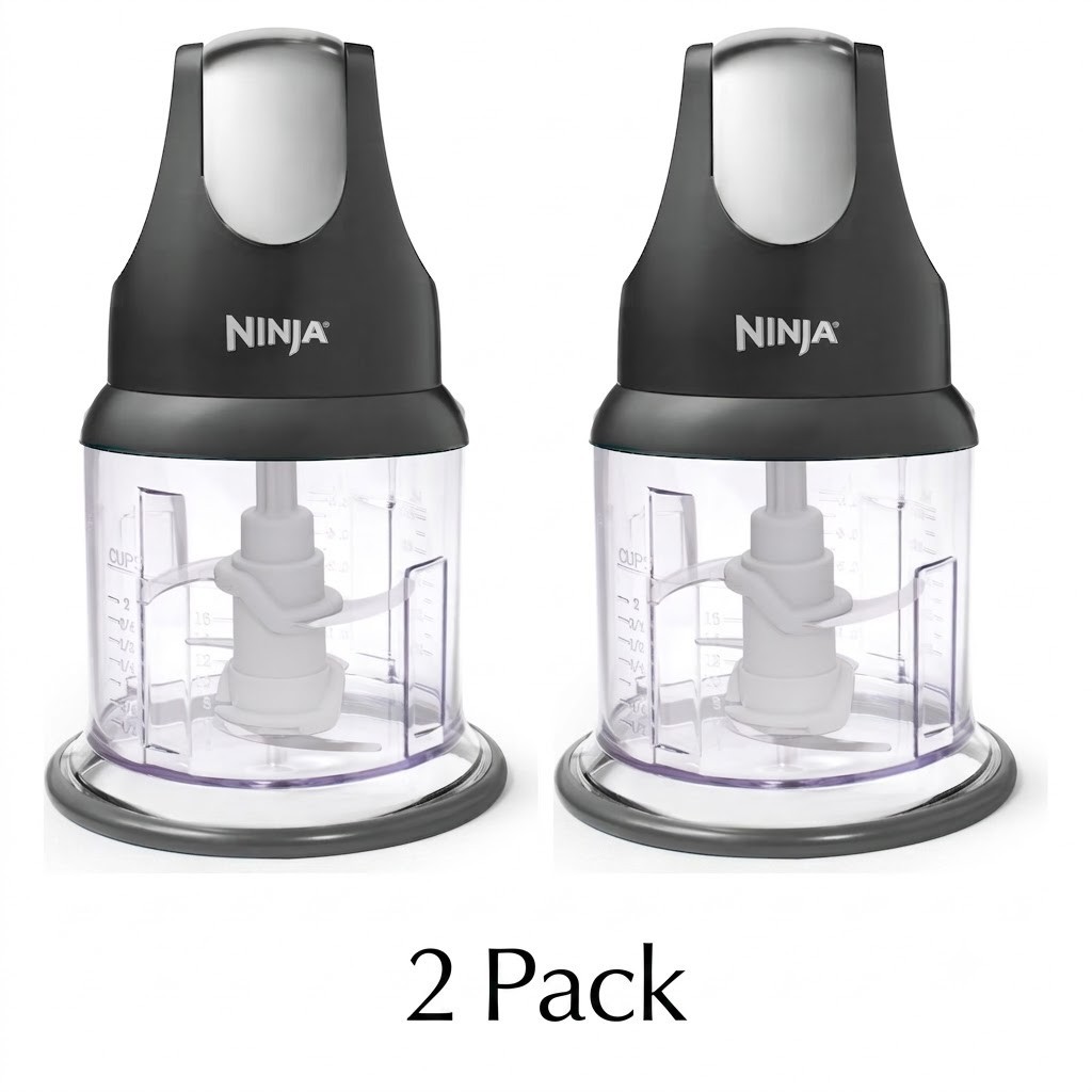 Ninja Food Chopper 2-Cup Compact Kitchen NJ100 Gray (2 Pack)