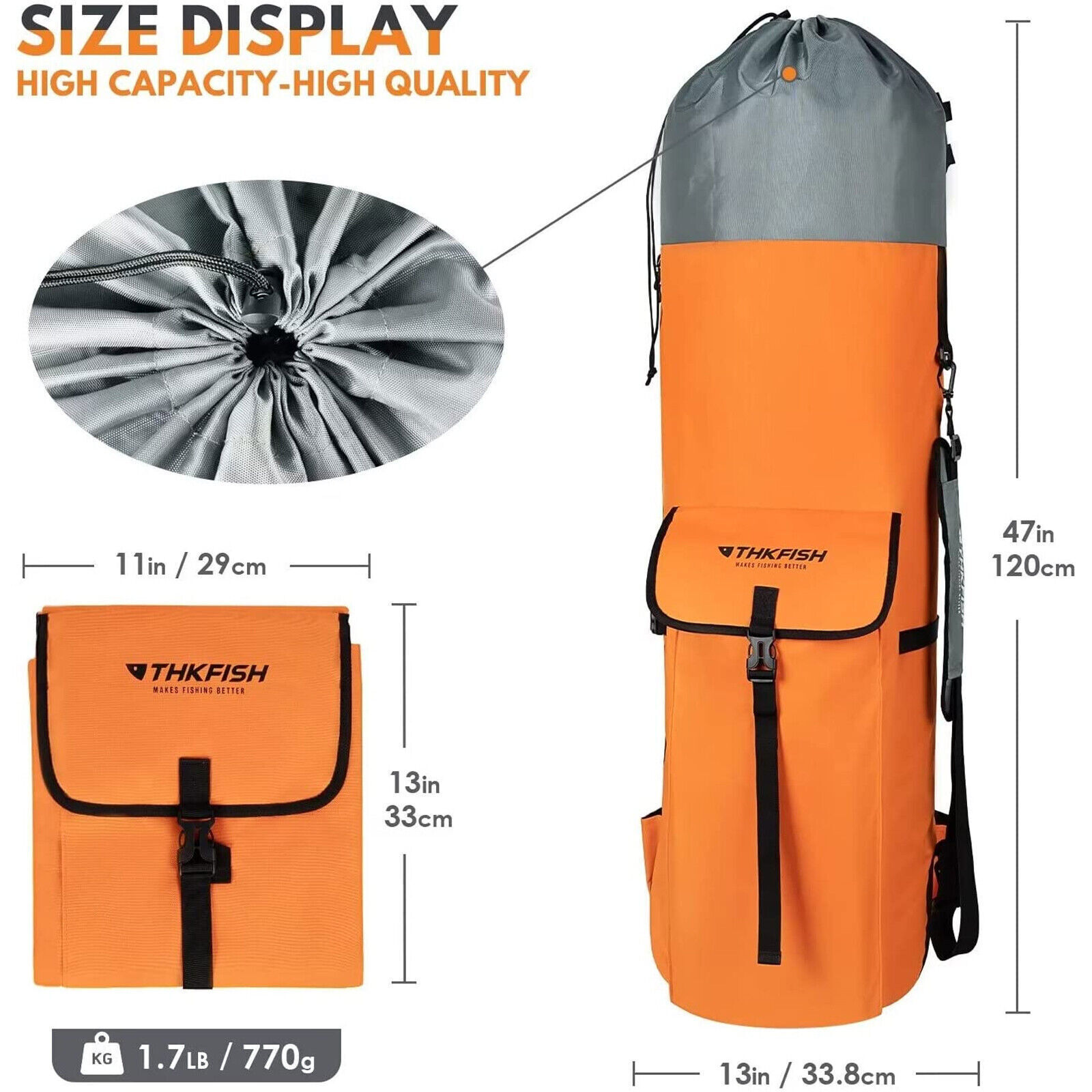 Fishing Rod Bag Durable Folding Oxford Fabric Fishing Tackle Orange Tackle Bags