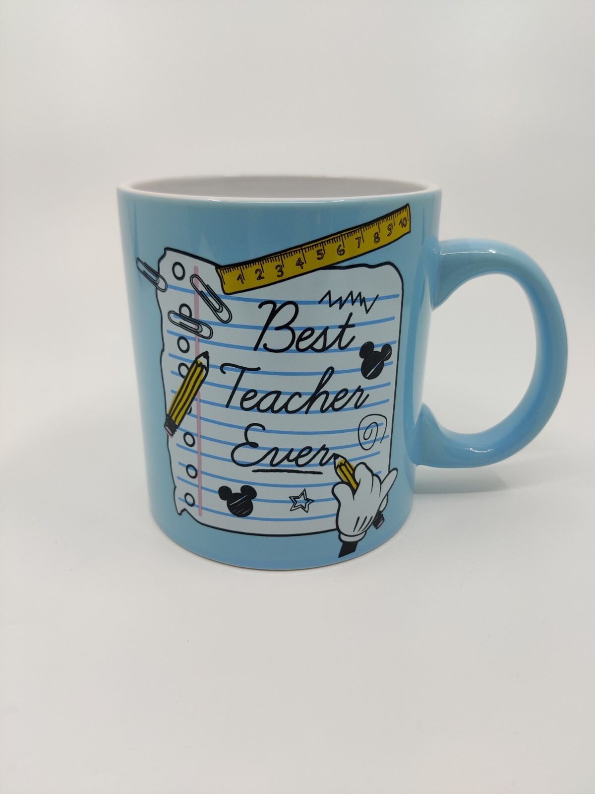 Original Disney Mug - Mickey Mouse Best Teacher Ever 20 oz  Blue Ceramic Mug