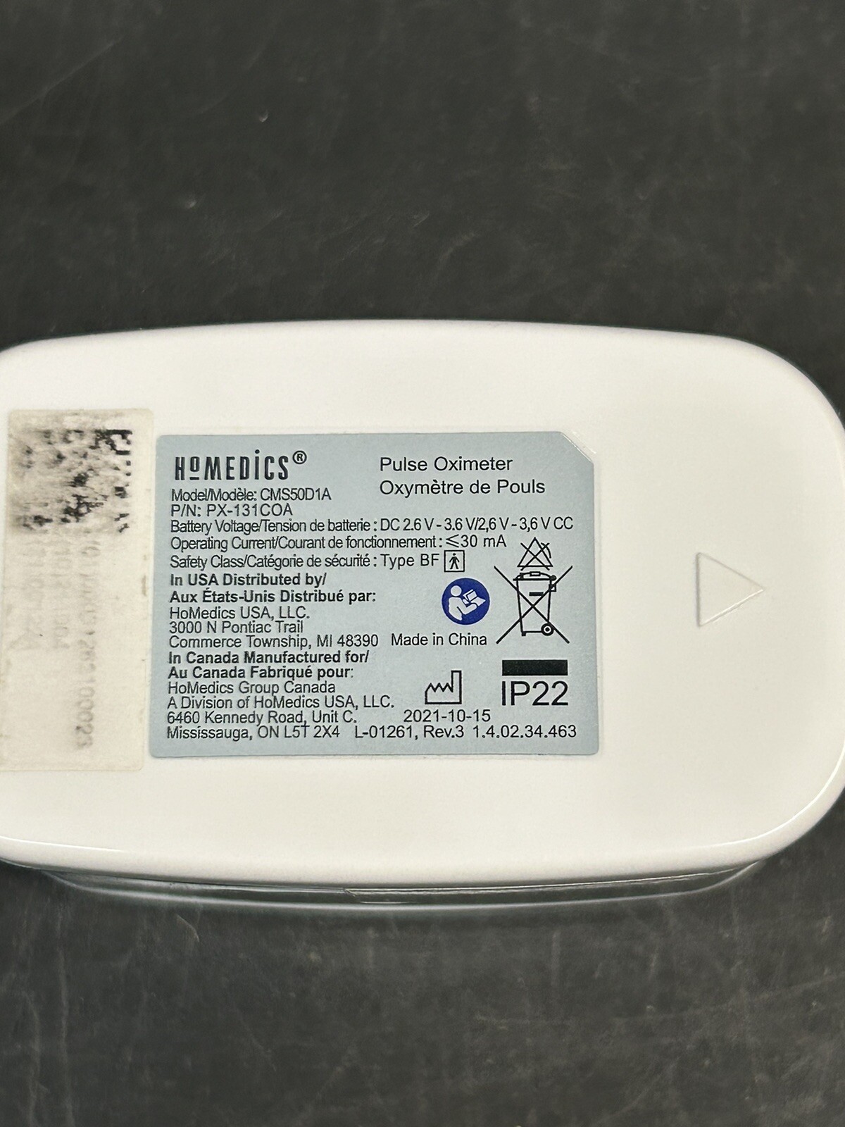 Homedics Pulse Oximeter - Tested With Case