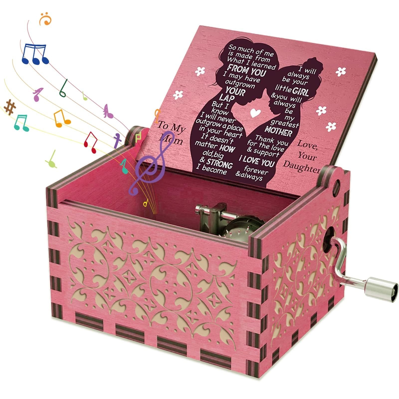 AiLiKaSic Hand Crank Wood Music Box for mom from Daughter Pink so Much of me ...