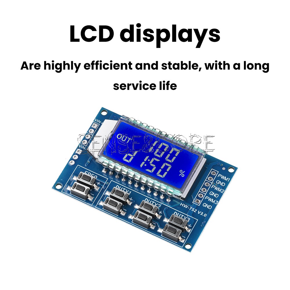 Signal Generator 3-Channel PWM Pulse Wave Frequency Duty Cycle Adjustable Module