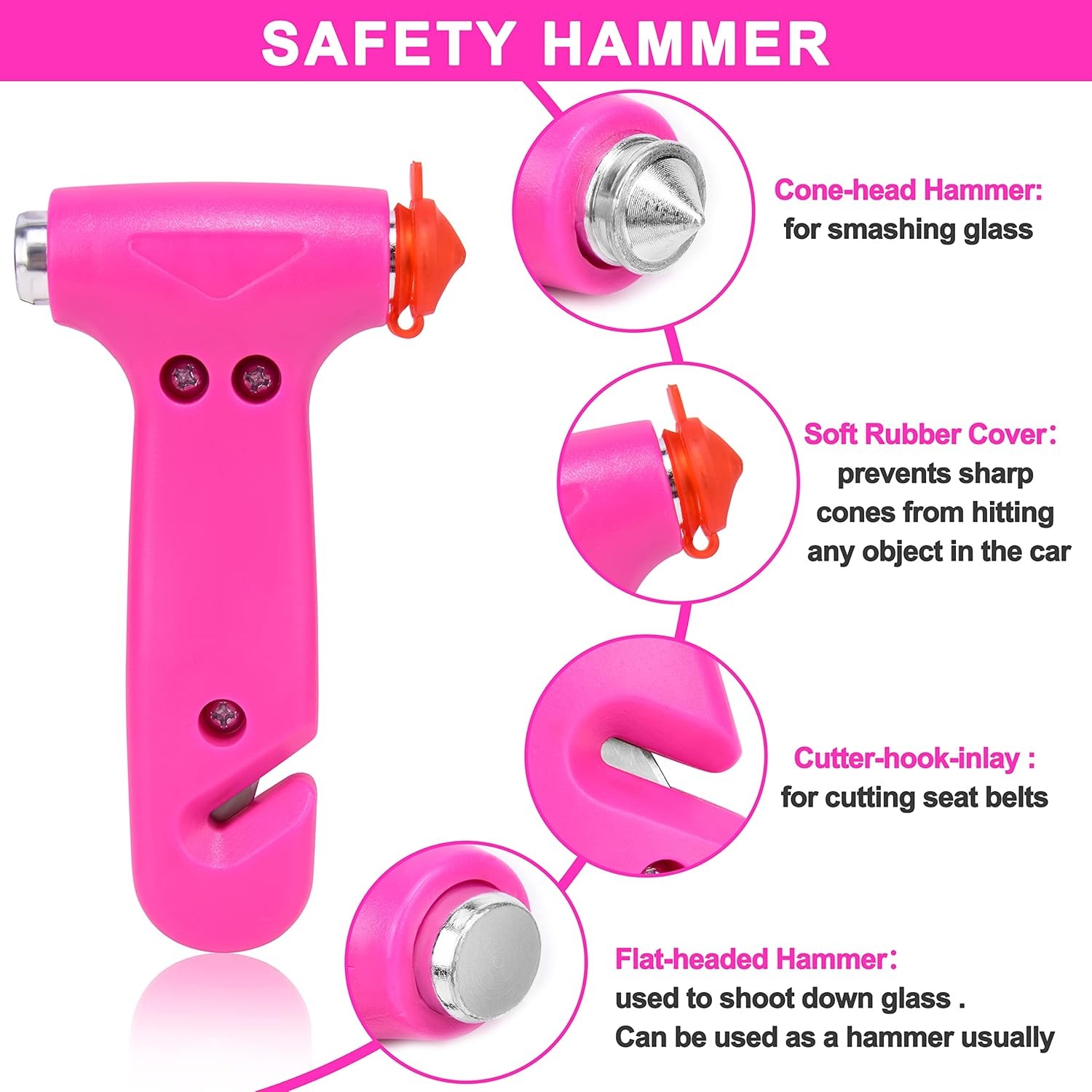 Pink Car Emergency Kit, Premium Roadside Assistance Set