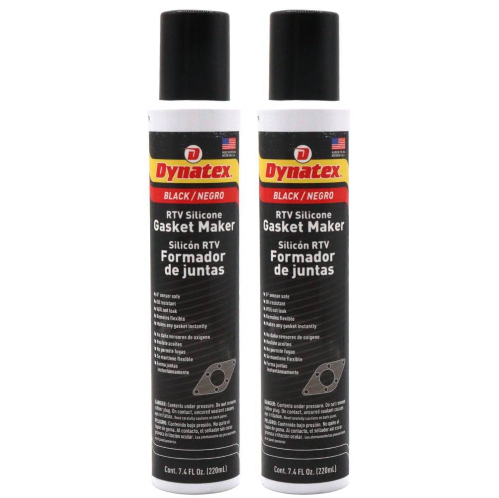 Dynatex Black RTV Gasket Maker 7.4oz Automatic Can - Sensor Safe, 500°F (2-Pack)