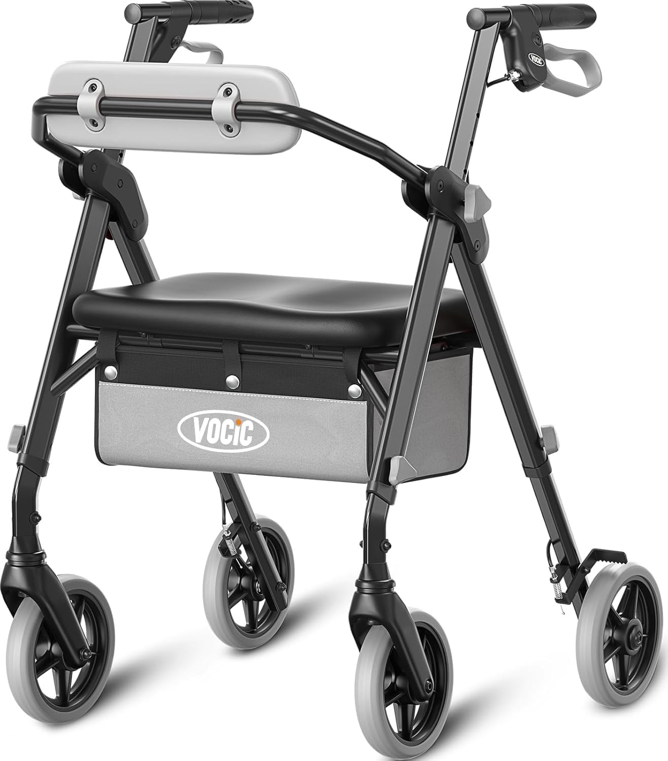 Rollator Walker for Seniors Seat Max 380lb Adjustable Height All Terrain