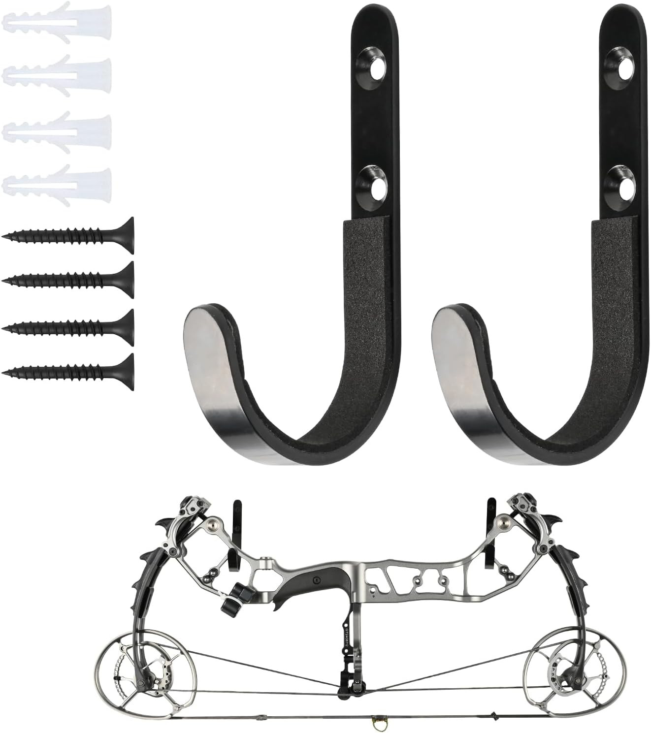 Universal Wall Mount Bow Hanger - Archery Rack for Compound and Recurve Bows