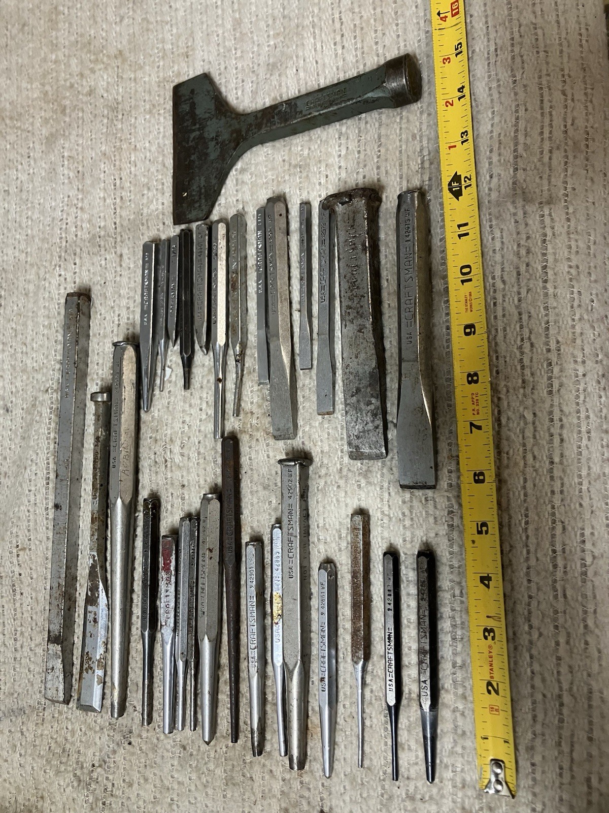 Vintage Lot of 30 Craftsman Punches & Chisels USA