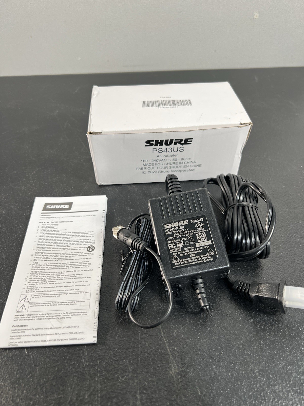 Shure PS43US Replacement 15 VDC Power Supply for Shure Wireless Receivers