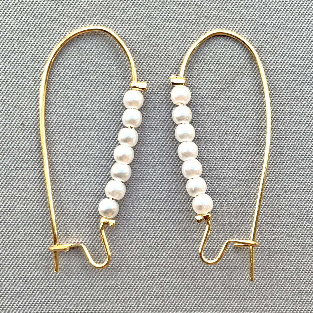 Imitation Pearl Kidney Earwires 36x15mm 18Kt Gold Plated Alloy Q3 Pair Per Pkg