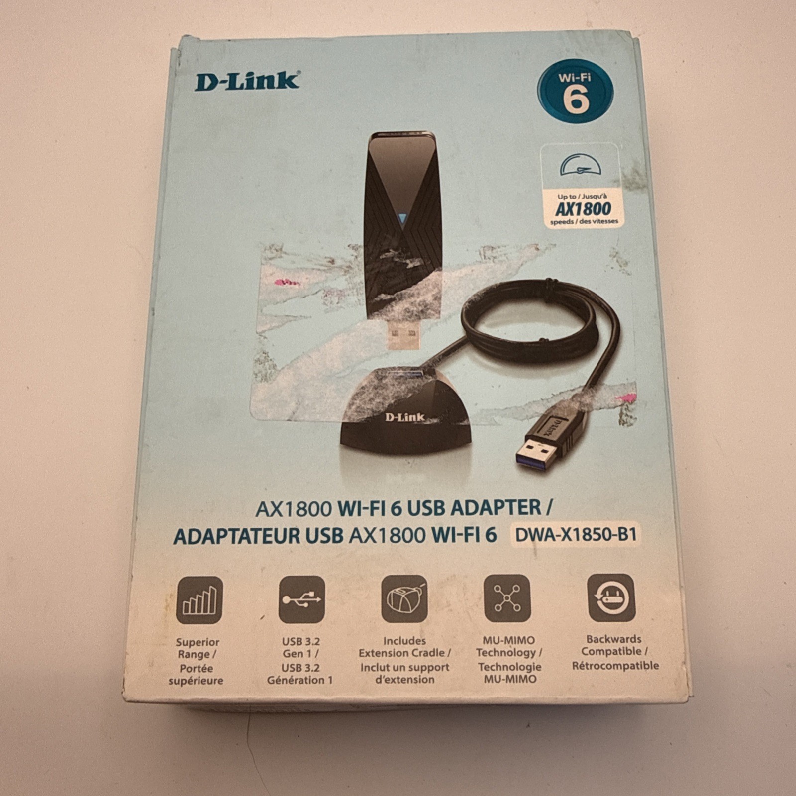 D-Link USB WiFi 6 Adapter AX1800 USB 3.0 Dual Band Long Range MU-MIMO Wireles...
