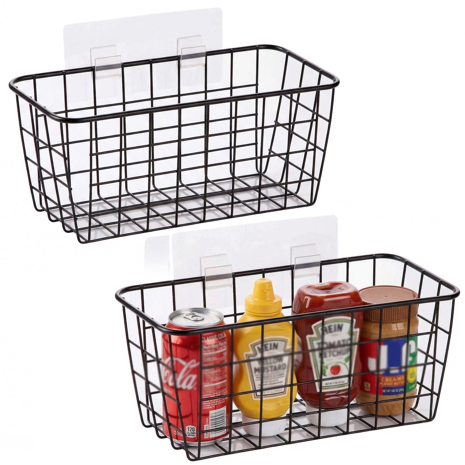 2 Set Adhesive Hanging Wall Basket Inside Cabinet Door Organizer,Wall Storage...