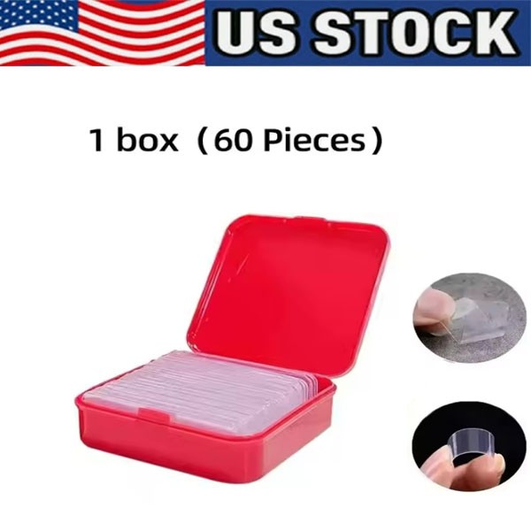60pcs Double-sided Invisible Sticker Transparent Adhesive Traceless Sealing Tape