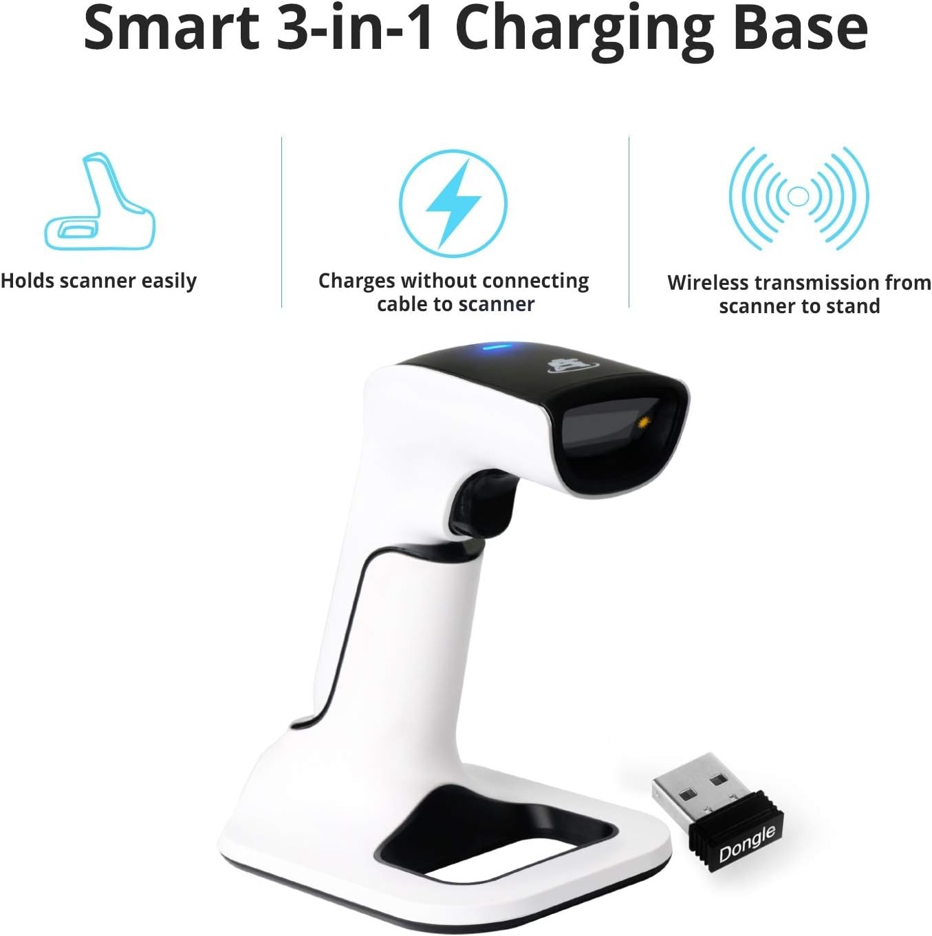 Wireless Portable 1D&2D with Stand Bluetooth Barcode Scanner: 3-in-1 Handheld...