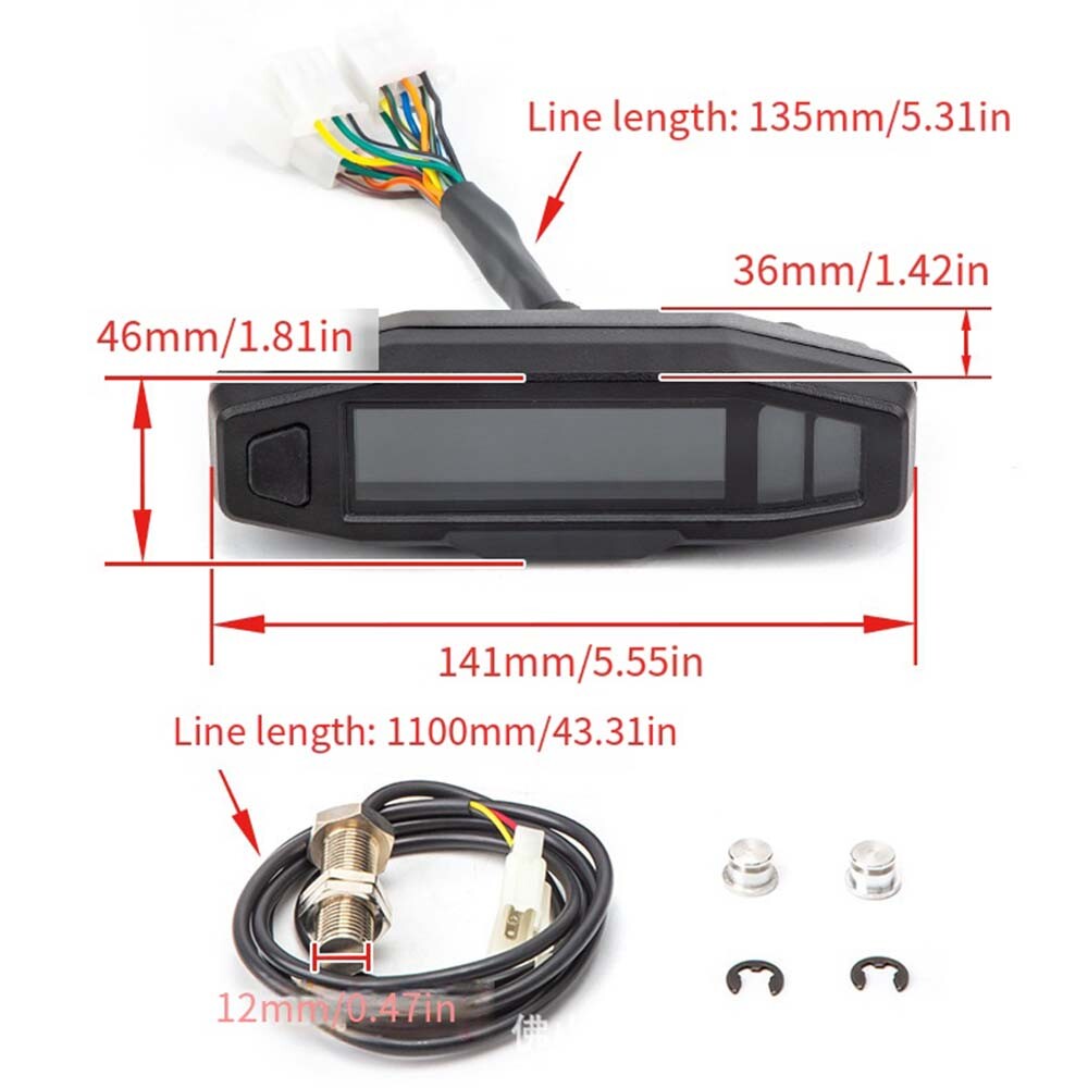 Tachometer Meter Gauge Motorcycle LCD Digital Odometer Speedometer