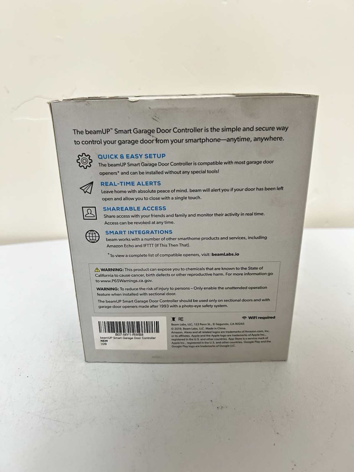 New BEAMUP Smart Garage Door Controller & Wireless Door Sentry, Model V2B