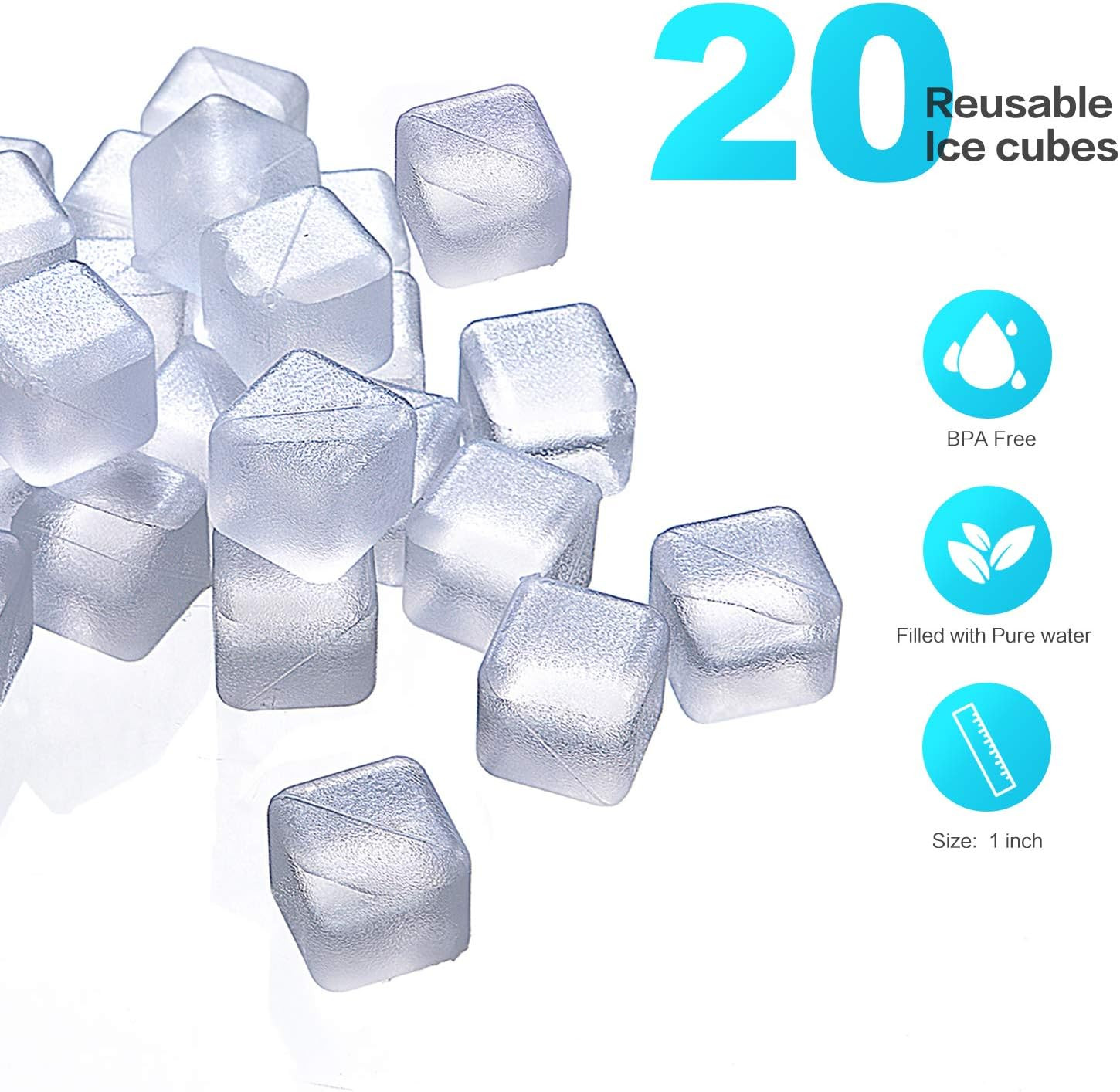 Reuable Ice Cube for Drinks - White Clear Plastic Ice Cube to Keep Drink Cool Lo