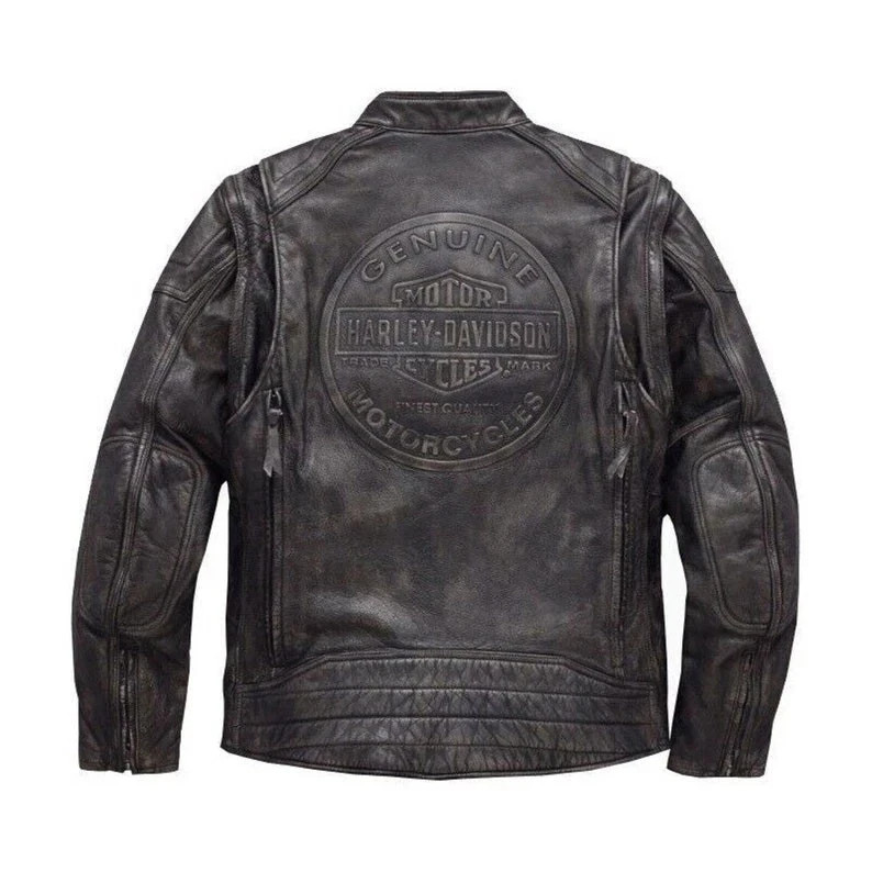 New Harley Davidson Men's Dauntless 2-in-1 Convertible Cowhide Leather Jacket