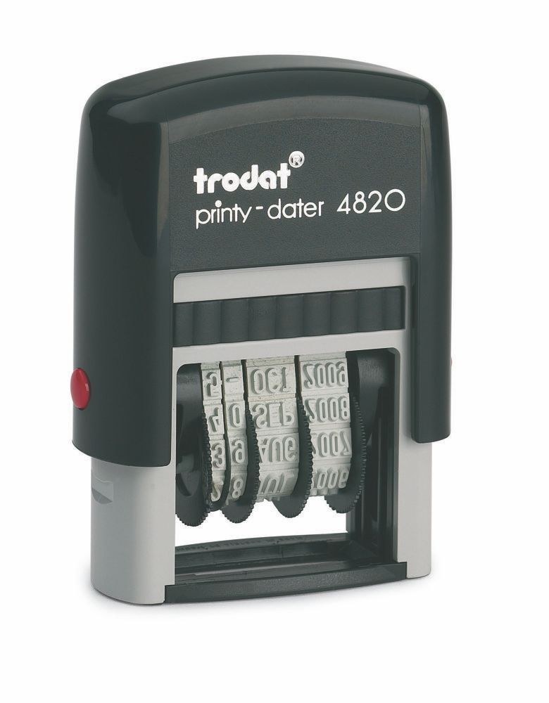 Trodat 4820 Self-Inking Date Stamp, Impression Size: 3/8 x 1-1/4 In., Black Ink