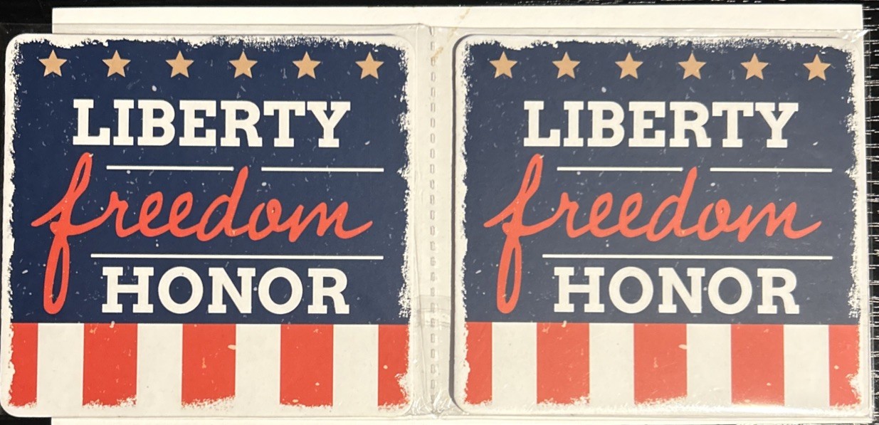 New Set of 2 USA Patriotic Coaster- Liberty Freedom, Honor