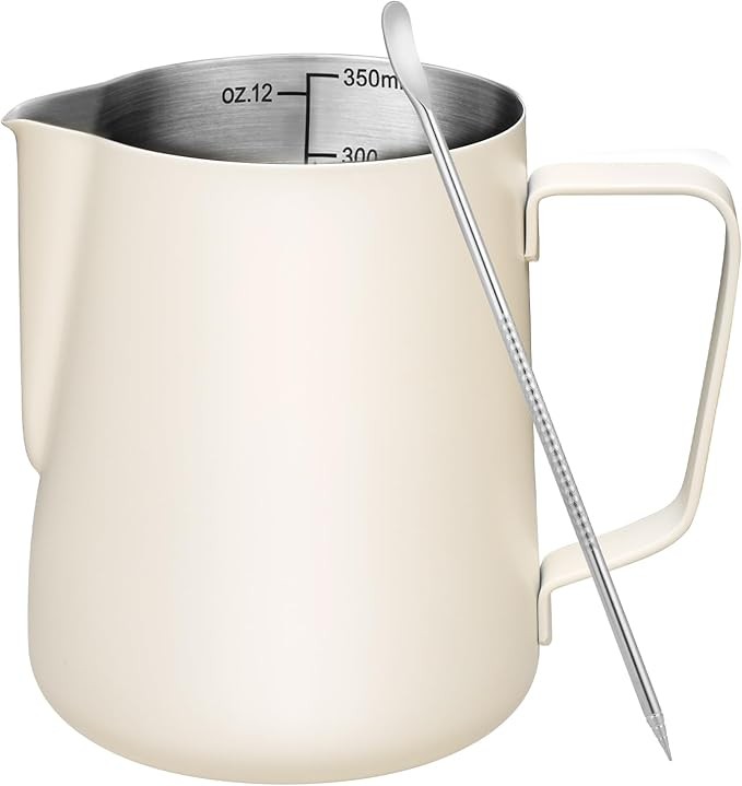 Milk Frothing Pitcher, 12oz & 20oz Milk Frother Cup with Clear Scale for Coffee
