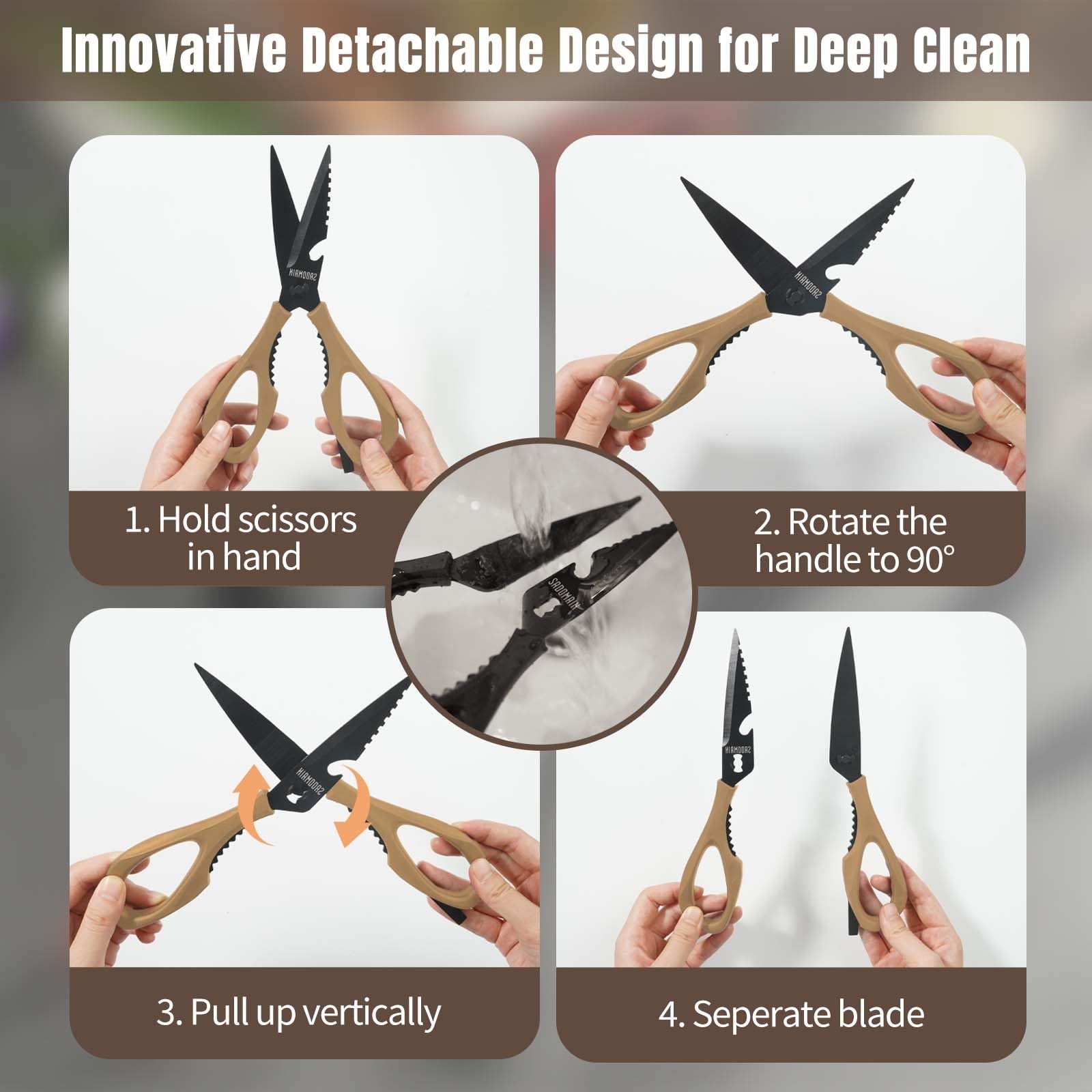 Kitchen Scissors All Purpose, Extra Sharp Kitchen Shears with Sharpener & She...