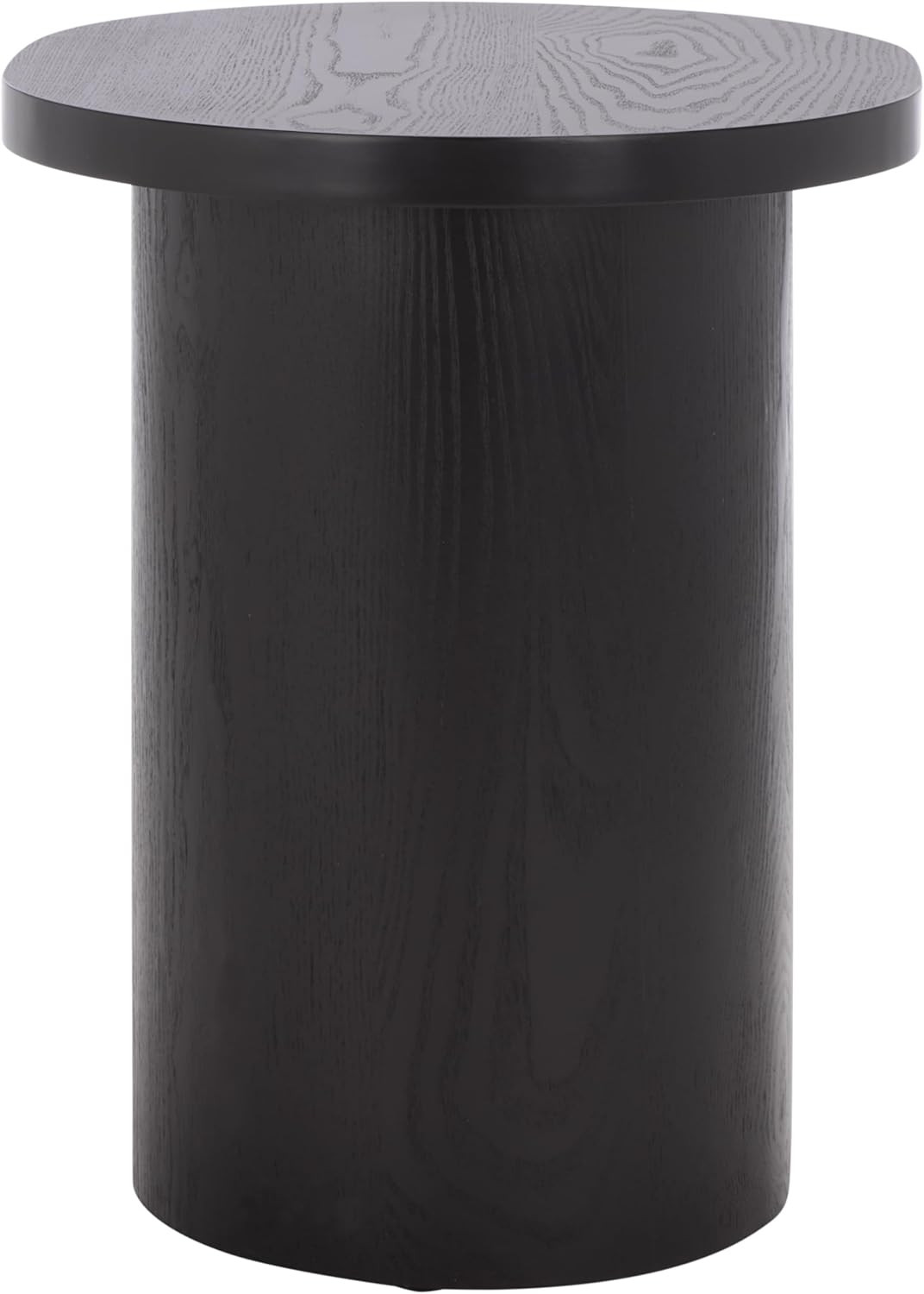 Modern Black Ekon Round Pedestal End Table - Fully Assembled by