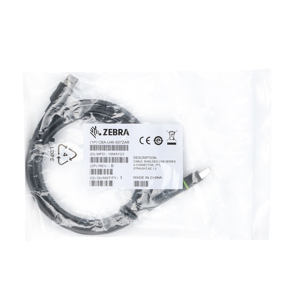 2PCS Original Zebra Data USB Cable for Barcode Scanner CBA-U46-S07ZAR