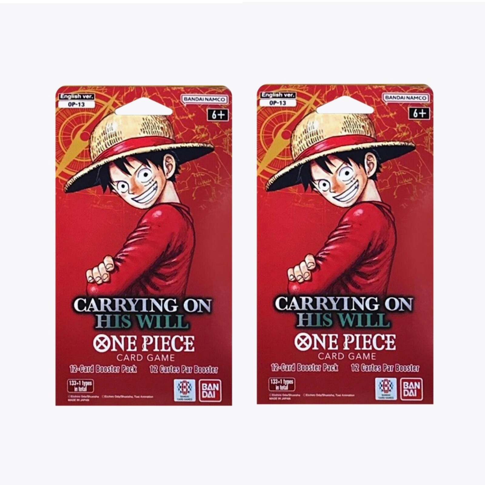 One Piece OP13 Carrying On His Will Sleeved Booster Pack Lot (2 Packs)