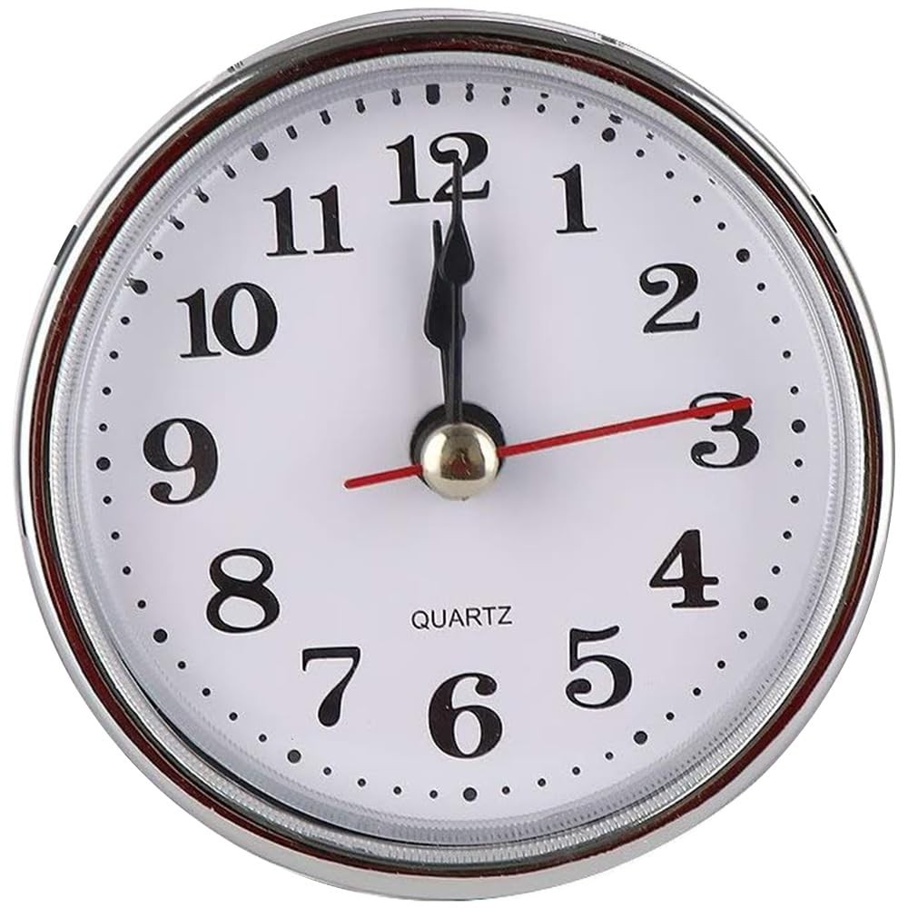 Silver Mini Clock,Insert 2-1/2Inch 65mm Round Movement Clock,Head Mini Home D...