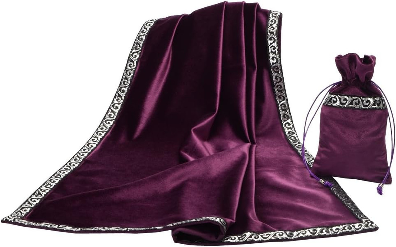 Altar Tarot Table Cloth Divination Wicca Velvet Cloth with Tarot Pouch 24.4 * 24