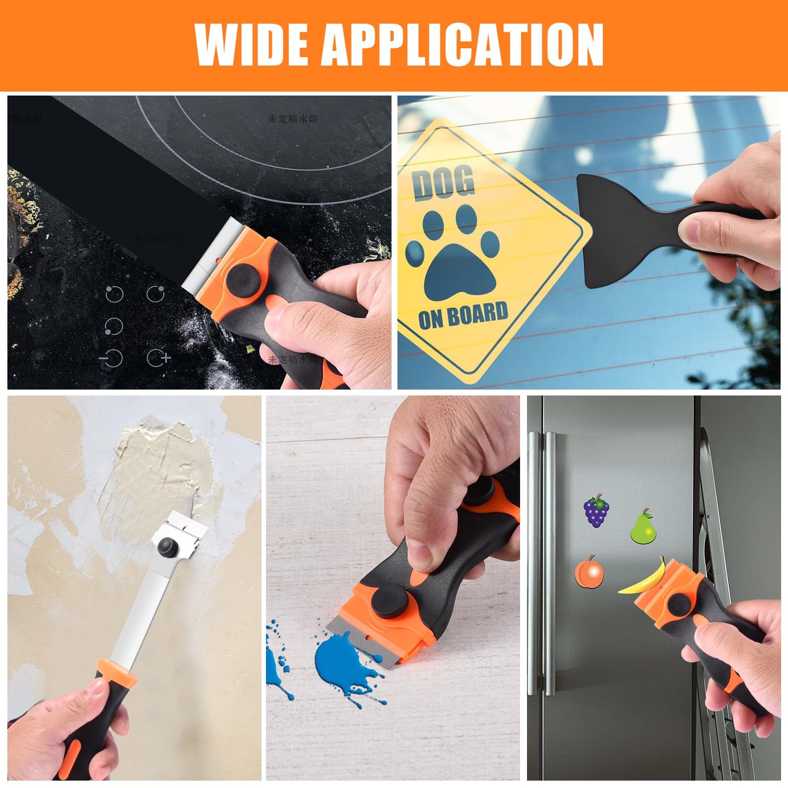 4 Pack Razor Blade Scraper, Includes 50 PCS Metal & Plastic Blades