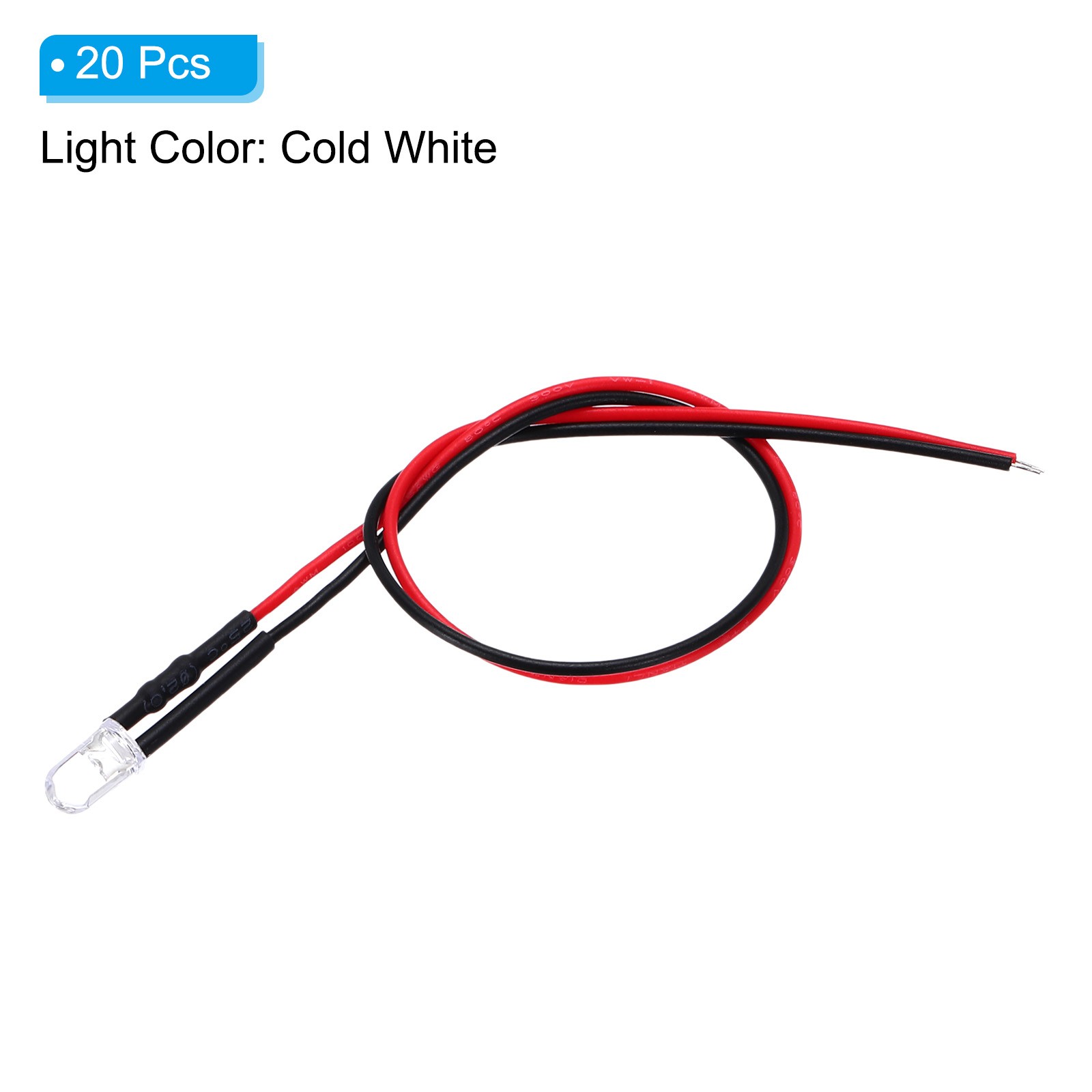 5mm LED Diode Light, 20 Pcs 24V DC, Cold White Light