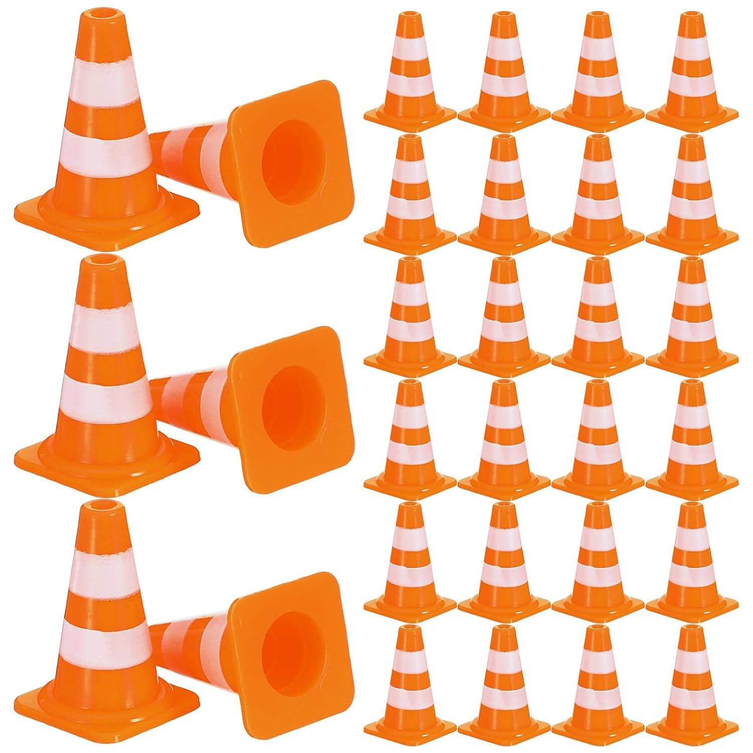 30pcs Mini Traffic Cones Orange Plastic Road Safety Cones for Training & Toys