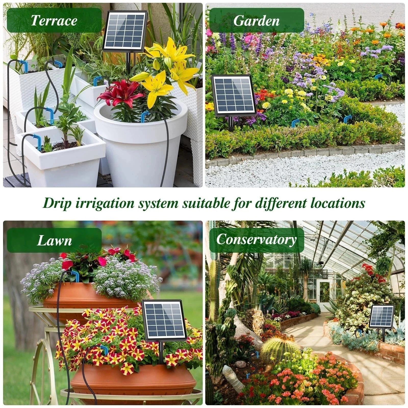 Automatic 50FT Solar Watering Kit for Garden Automatic Drip Pipe Watering Outdoo