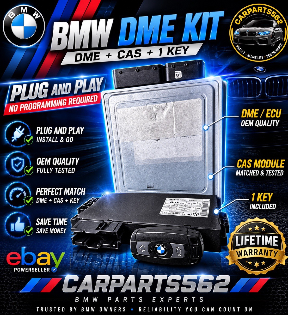 2011 Bmw 328i Ecm Ecu Engine Computer Module OEM Dme Kit  Dme CAs And New Key