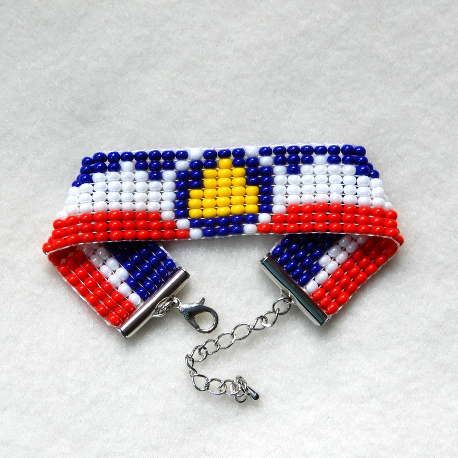 Utah state flag bead bracelet, handmade, adjustable length, beehive state