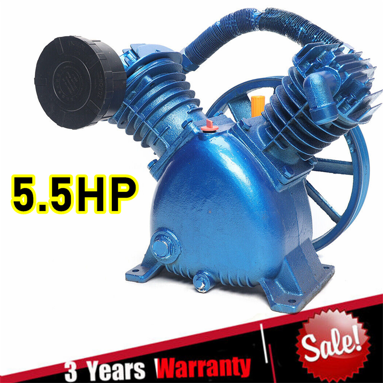 5.5HP 175PSI Replacement Air Compressor Pump Double Stage V Style Low Noise New