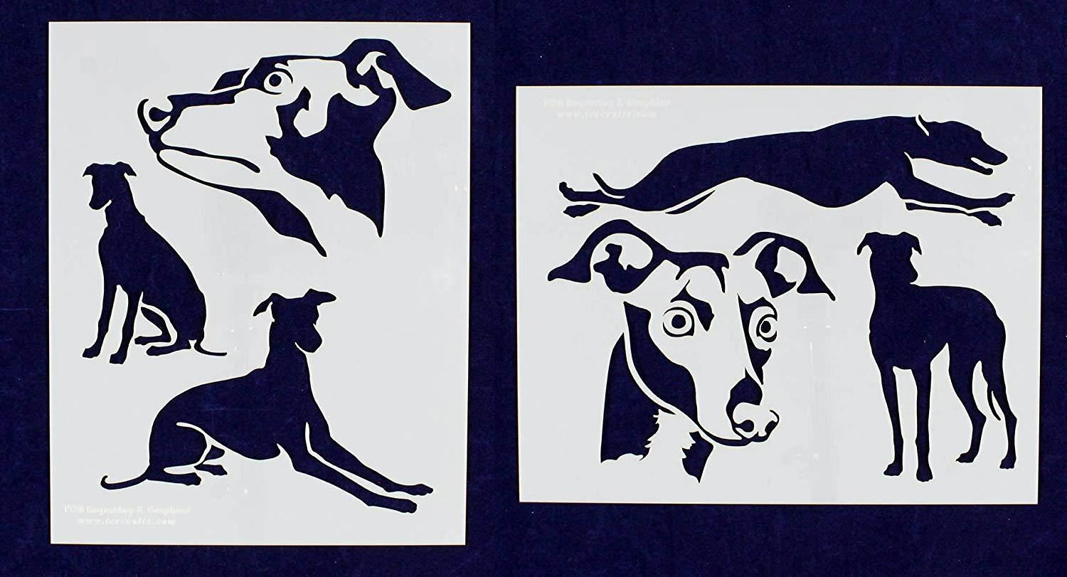 Greyhound Dog Stencils-Mylar 2 Pieces of 14 Mil 8" X 10" - Painting /Crafts/ Tem