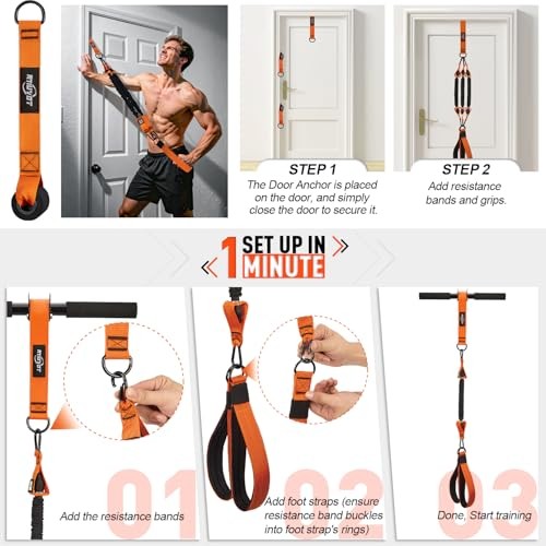 No Weights Needed Forearm Strengthener & Wrist Roller with Adjustable 1-Orange