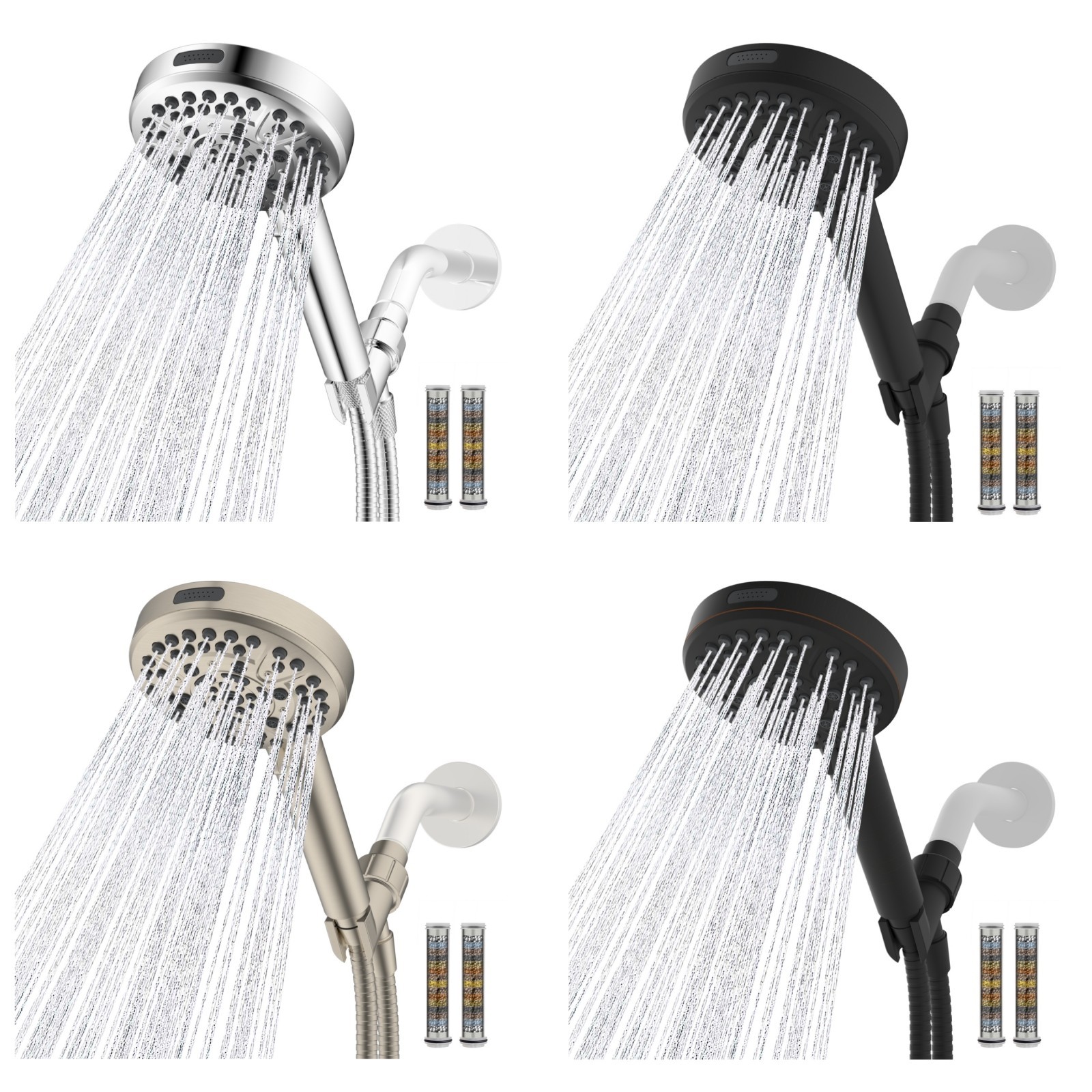 High Pressure Shower Head, Handheld shower head with 2 Filters, 71 inch hose