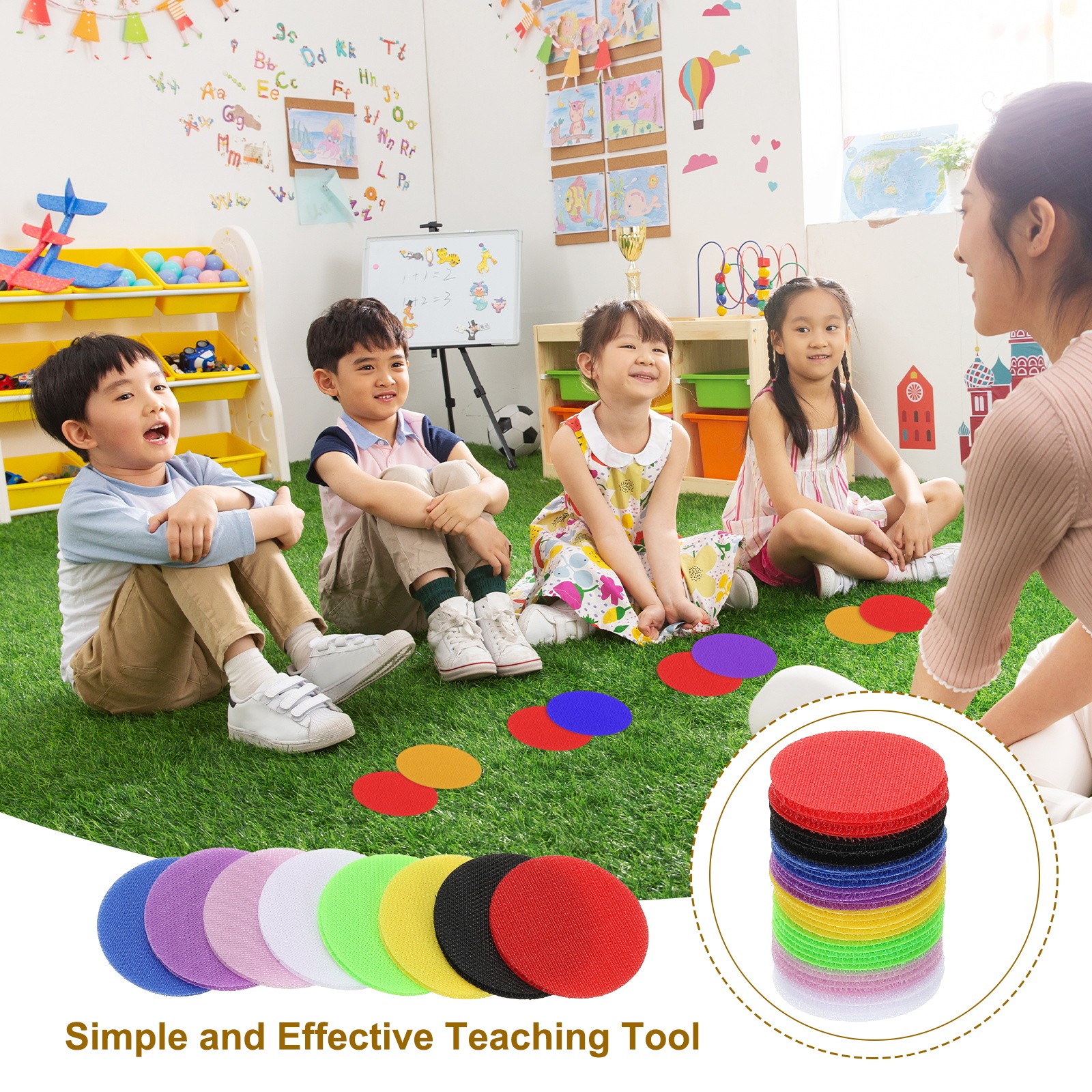 64Pcs Carpet Spots for Classroom, 2 Inch Floor Dots Markers, Blue