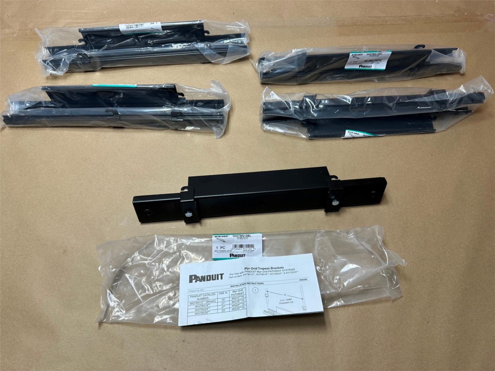 5x Pack Lot Panduit Wyr-Grid 12" Trapeze Brackets for Pathway Systems WGTBS12BL