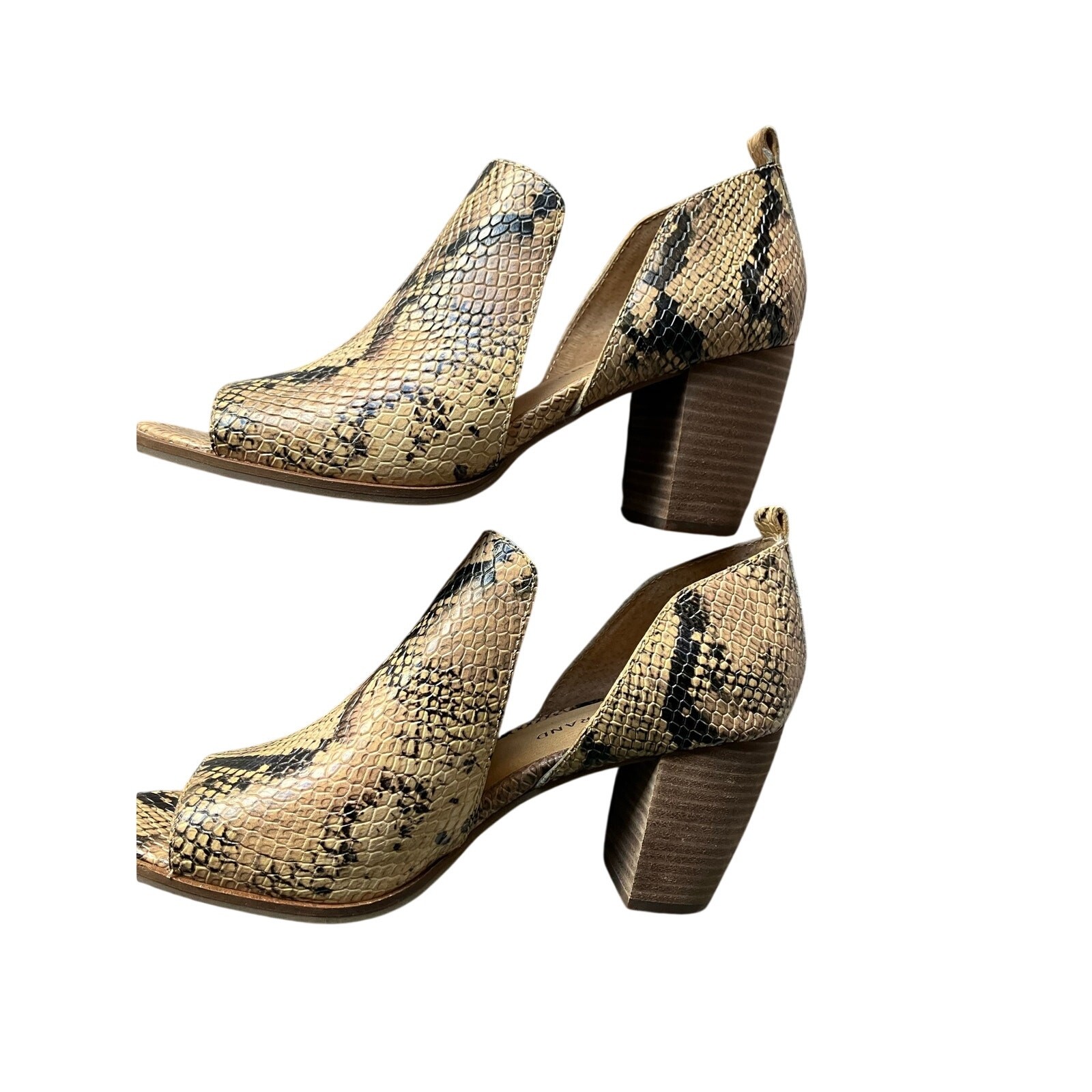 Lucky Brand Leather Snakeskin Block Heel Boots Size 9