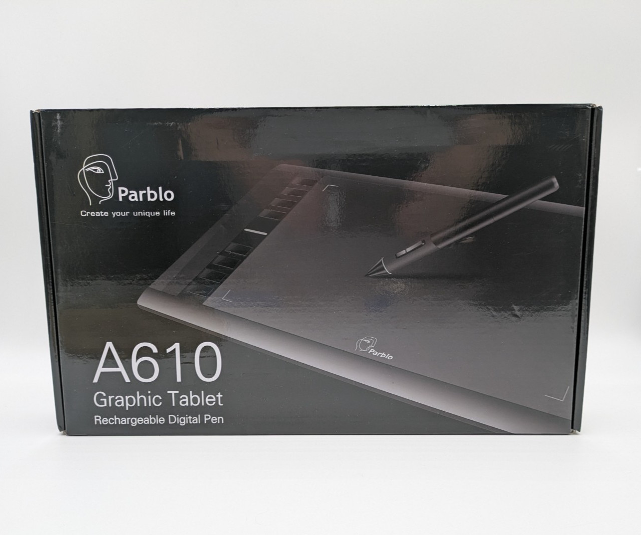 Parblo A610 Drawing Graphics Tablet w/ Rechargeable Pen & 8 Express Keys w/Box