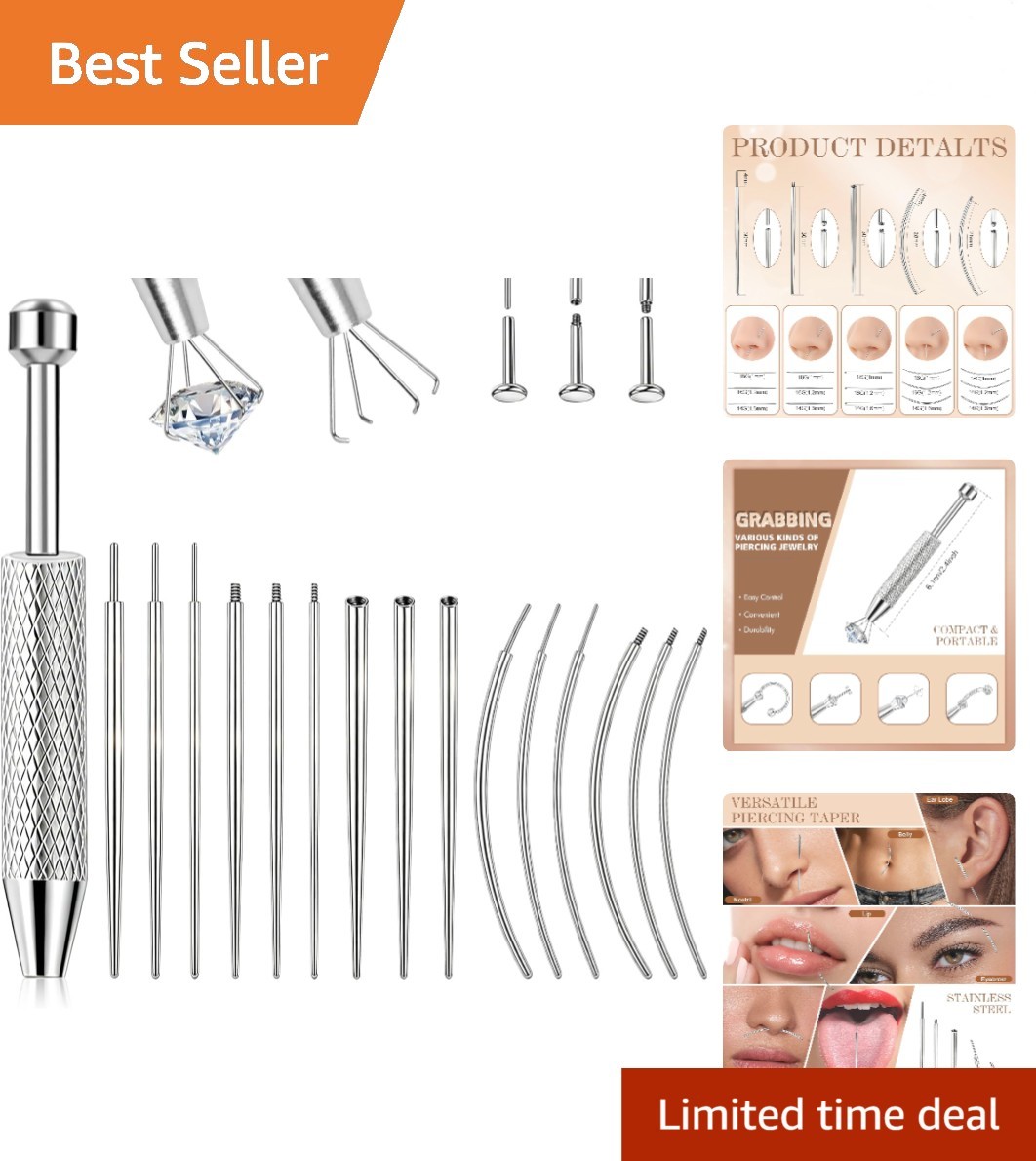2Pcs Piercing Ball Grabber Tool for Changing Jewelry, Stianless Steel Flat Ba...