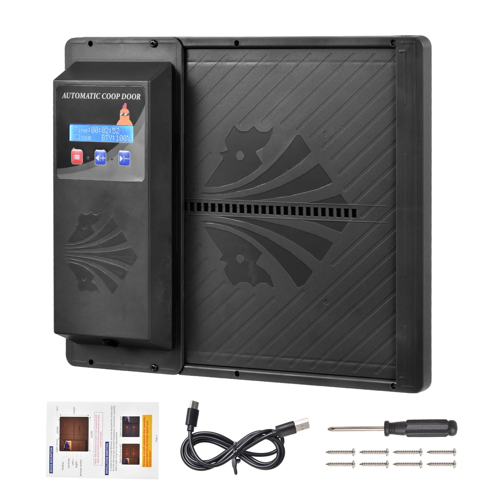 Large Automatic Chicken Coop Door Battery Operated with Timer & LCD Screen