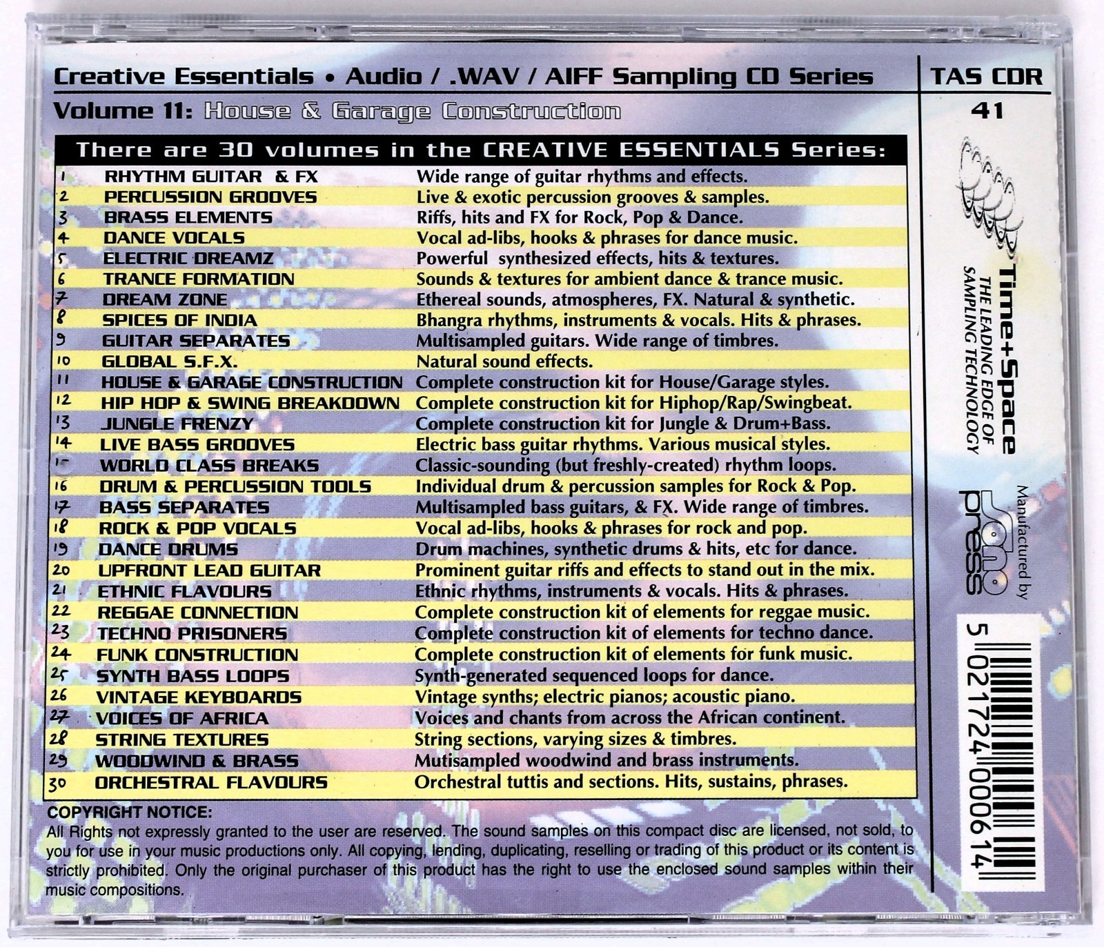 Zero-G Creative Essentials 11 House & Garage Construction Library Sampling CD