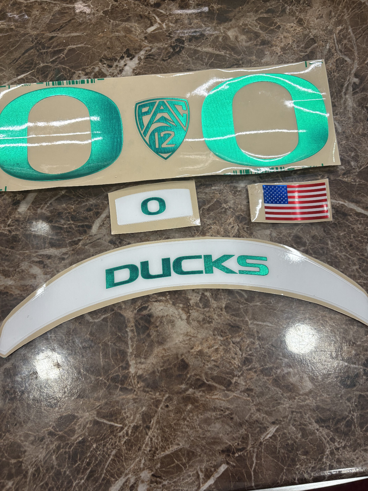 Oregon Ducks Chrome Green football helmets 3M vinyl decals full size